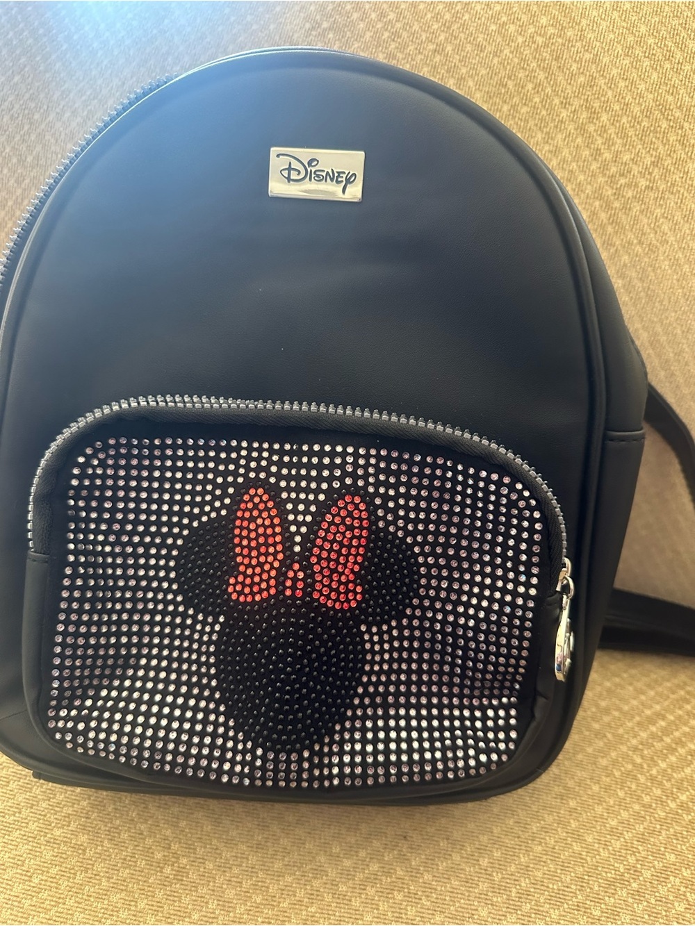 Disney Black Mini Backpack with Rhinestone Minnie Silhouette